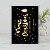 ブラック金ゴールド非フォトファミリー名目楽しいクリスマス 箔シーズンカード (立ち正面)