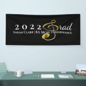 ブラック金ゴールド音楽卒業トレブルクレフ、 音符記号カスタマイズ 横断幕 (トレードショー)