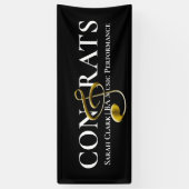 ブラック金ゴールド音楽卒業トレブルクレフ、 音符記号カスタマイズ 横断幕 (縦)