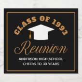 ブラック金ゴールド高校懇親会パーソナライズされたパーティー スパークリングワインラベル (シングルラベル)