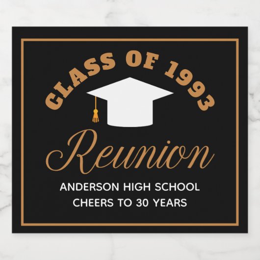 ブラック金ゴールド高校懇親会パーソナライズされたパーティー スパークリングワインラベル (シングルラベル)