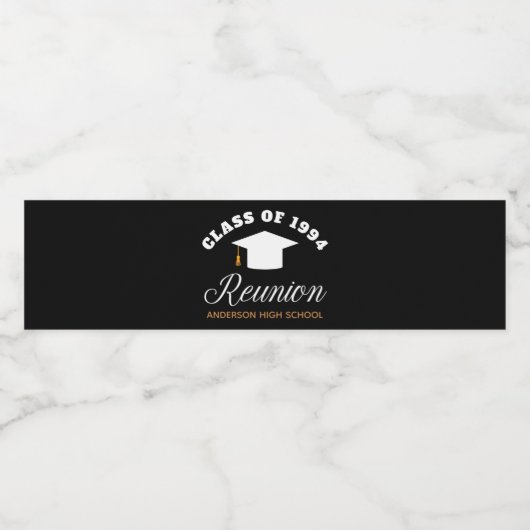 ブラック金ゴールド高校懇親会パーソナライズされたパーティー ペットボトルラベル (シングルラベル)