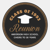 ブラック金ゴールド高校懇親会パーソナライズされたパーティー ラウンドシール (正面)