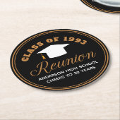 ブラック金ゴールド高校懇親会パーソナライズされたパーティー ラウンドペーパーコースター (アングル)