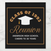 ブラック金ゴールド高校懇親会パーソナライズされたパーティー ワインラベル (シングルラベル)