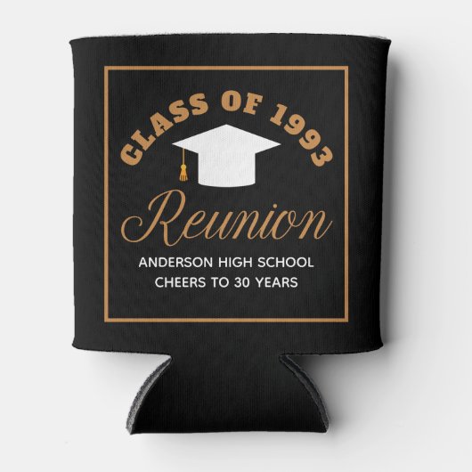 ブラック金ゴールド高校懇親会パーソナライズされたパーティー 缶クーラー (正面)