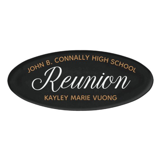 ブラック金ゴールド高校懇親会 パーソナライズされた 名札 (正面)