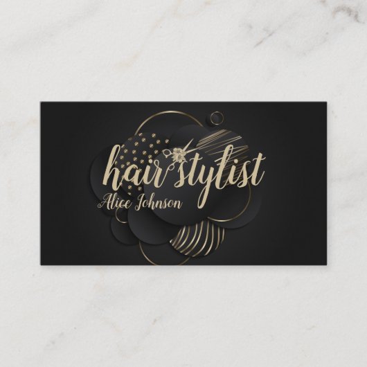 ブラック金ゴールド高級エレガントプロフェッショナルヘアサロン 名刺 (正面)
