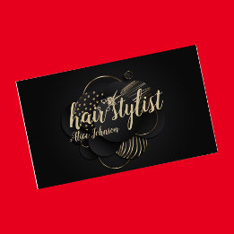 ブラック金ゴールド高級エレガントプロフェッショナルヘアサロン 名刺