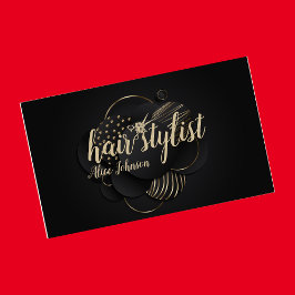 ブラック金ゴールド高級エレガントプロフェッショナルヘアサロン 名刺