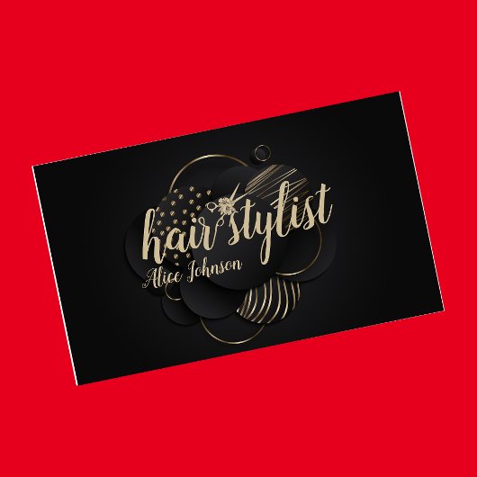 ブラック金ゴールド高級エレガントプロフェッショナルヘアサロン 名刺