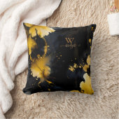 ブラック金ゴールド高級フローラ大理石製スワール クッション (ブランケット)