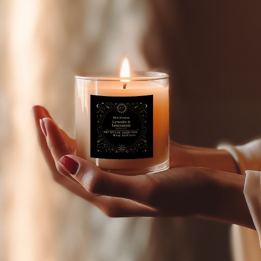 ブラック金ゴールド魔法の薬用キャンドルラベル スクエアシール