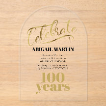 ブラック金ゴールド100誕生日アクリル澄んアーチ