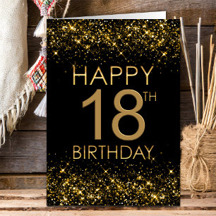 ブラック金ゴールド18誕生日カード カード