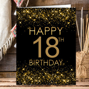 ブラック金ゴールド18誕生日カード カード