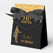 ブラック金ゴールド1920のアートデコグリッターレトロ誕生日 フェイバーボックス (正面サイド)