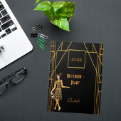ブラック金ゴールド1920年のスタイルアートデコレトロ日記 ノートブック