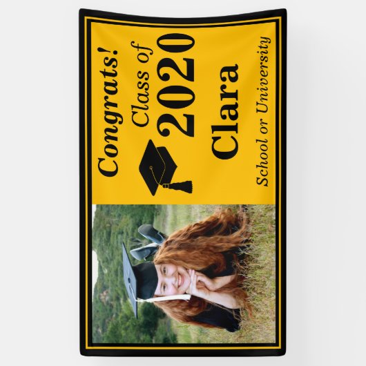 ブラック金ゴールド2024年卒業の写真教室 横断幕 (縦)