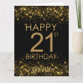 ブラック金ゴールド21thバースデーカード カード (正面)