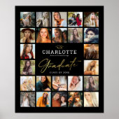 ブラック金ゴールド24フォトコラージュ卒業ポスター ポスター (正面)