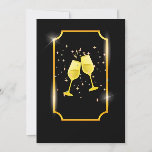 ブラック金ゴールド25結婚周年シンプル記念モダン 招待状 (裏面)