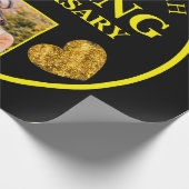 ブラック金ゴールド25結婚周年記念ギフトカップル ラッピングペーパー (角)