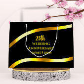 ブラック金ゴールド25結婚周年記念ギフト記念 ラージペーパーバッグ