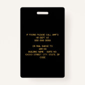 ブラック金ゴールド3文字モノグラムのロゴ従業員 バッジ (裏面)