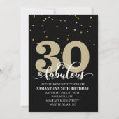 ブラック金ゴールド30と素晴らしい誕生日パーティー 招待状 (正面)
