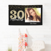 ブラック金ゴールド30と素晴らしい誕生日フォトバナー 横断幕 (インサイチュ)