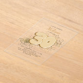 ブラック金ゴールド30thバルーン紙吹雪大人誕生日 アクリル招待状 (レイダウン)