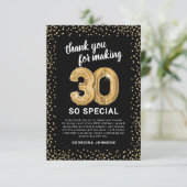 ブラック金ゴールド30th大人誕生日 サンキューカード (スタンド正面)