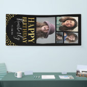 ブラック金ゴールド4フォト誕生日ドア 横断幕 (トレードショー)
