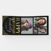 ブラック金ゴールド4フォト誕生日ドア 横断幕 (横)