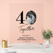 ブラック金ゴールド40周年結婚写真へようこそ アクリルサイン (ウェディング)