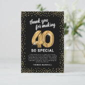 ブラック金ゴールド40th大人誕生日 サンキューカード (スタンド正面)