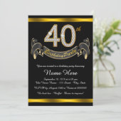 ブラック金ゴールド40th誕生日パーティー 招待状 (スタンド正面)