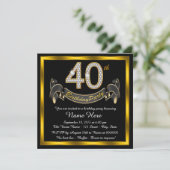 ブラック金ゴールド40th誕生日パーティー 招待状 (スタンド正面)