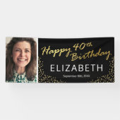 ブラック金ゴールド40th誕生日写真 横断幕 (横)