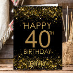 ブラック金ゴールド40th Birthday Card カード<br><div class="desc">この40歳の誕生日カードは、あなたの挨拶を延長するのに最適な方法である。写真を背面に追加しお気に入りのて、個人touchを追加。</div>