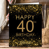ブラック金ゴールド40th Birthday Card カード