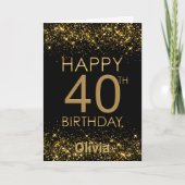 ブラック金ゴールド40th Birthday Card カード (正面)