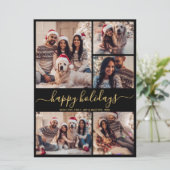 ブラック金ゴールド5フォトハッピーホリデーズクリスマス シーズンカード (スタンド正面)