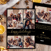 ブラック金ゴールド5フォトハッピーホリデーズクリスマス シーズンカード