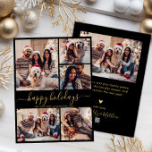 ブラック金ゴールド5フォトハッピーホリデーズクリスマス シーズンカード
