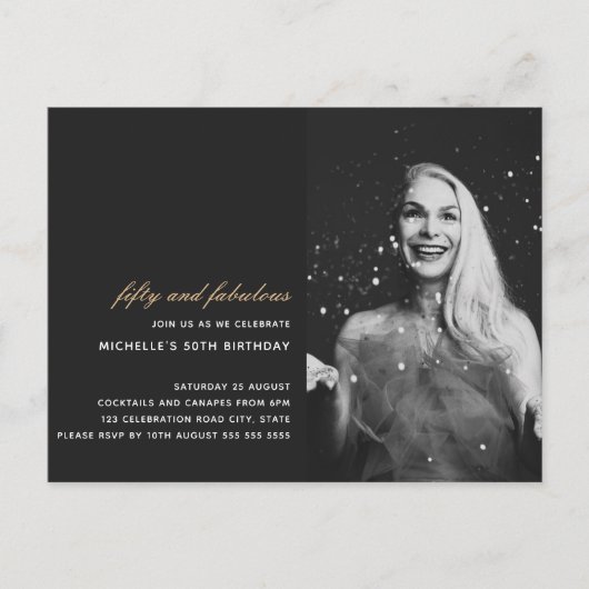 ブラック金ゴールド50と素晴らしいアールデコ写真50th ポストカード (正面)