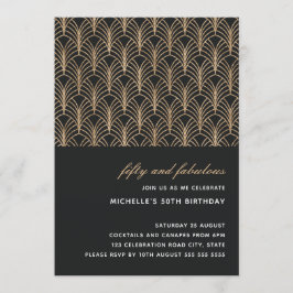 ブラック金ゴールド50と素晴らしいアールデコ写真50th 招待状
