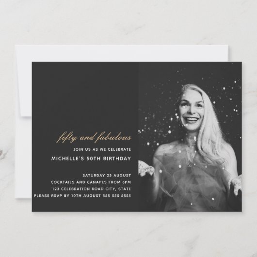 ブラック金ゴールド50と素晴らしいアールデコ写真50th 招待状 (正面)
