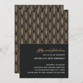 ブラック金ゴールド50と素晴らしいアールデコ写真50th 招待状